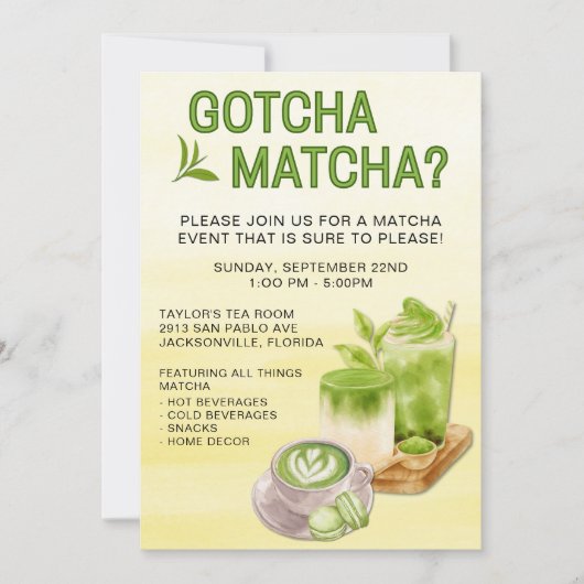 Gotcha Matcha? Event Invitation Kaart (Voorkant)
