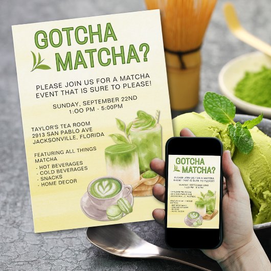 Gotcha Matcha? Event Invitation Kaart