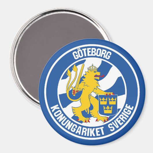 Göteborg Round Emblem Magneet (Voorkant / Achterkant)