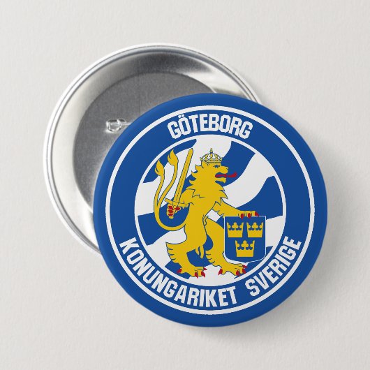 Göteborg Round Emblem Ronde Button 7,6 Cm (Voorkant /achterkant)