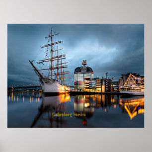 Göteborg, Zweden bij nacht Poster