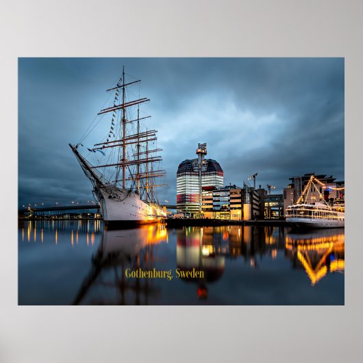 Göteborg, Zweden bij nacht Poster (Voorkant)