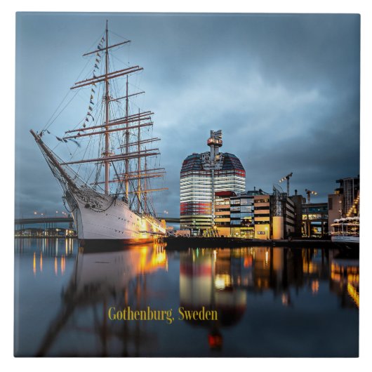 Göteborg, Zweden bij nacht Tegeltje (Voorkant)