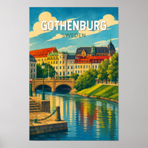 Göteborg Zweden Illustratie Reis Kunst Vintage Poster