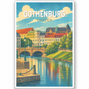Göteborg Zweden Illustratie Reis Kunst Vintage Sticker