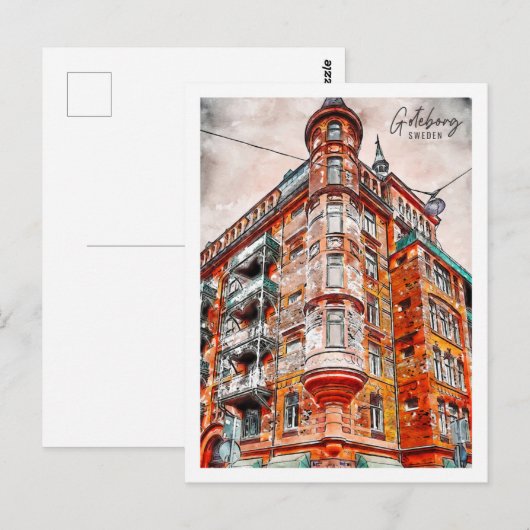 Goteborg Zweden Reizen Plaats Waterverf Briefkaart (Voorkant / Achterkant)