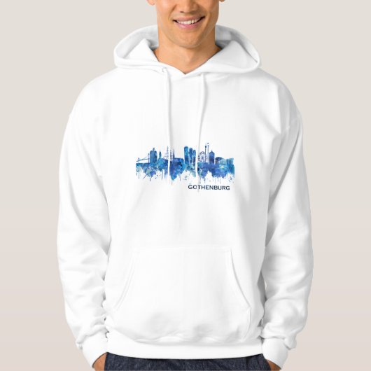 Göteborg Zweden Skyline Blue Hoodie (Voorkant)
