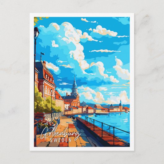 Göteborg Zweden vintage reisillustratie Briefkaart (Voorkant)