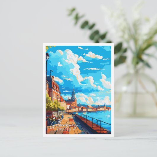 Göteborg Zweden vintage reisillustratie Briefkaart (Staand voorkant)