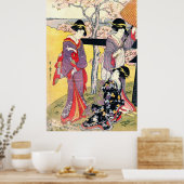 Gotenyama Cherry Blossom Triptych links 1805 Poster (Keuken)