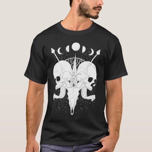 Goth Aesthetic Skull Moon Phases Gothic Grunge T-shirt (Voorkant)