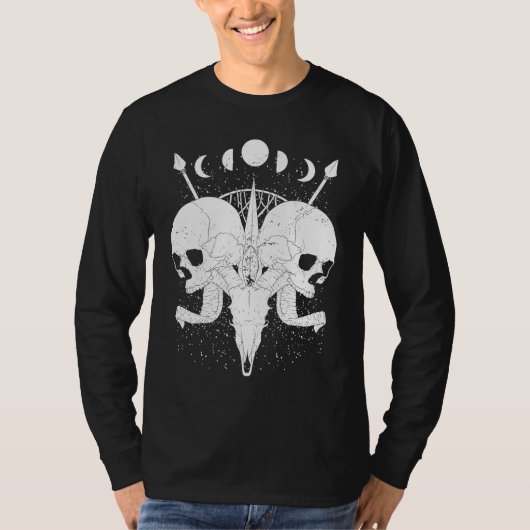 Goth Aesthetic Skull Moon Phases Gothic Grunge T-shirt (Voorkant)