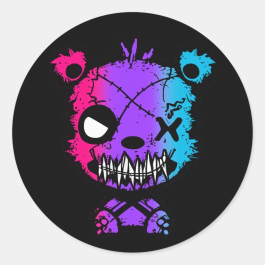 Goth Androgynus Pride Vlag Gekleurde Beer Ronde Sticker (Voorkant)