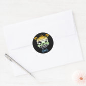 Goth AroAce Agender Pride Vlag Gekleurde Beer Ronde Sticker (Envelop)