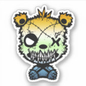 Goth AroAce Agender Pride Vlag Gekleurde Beer Sticker (Voorkant)