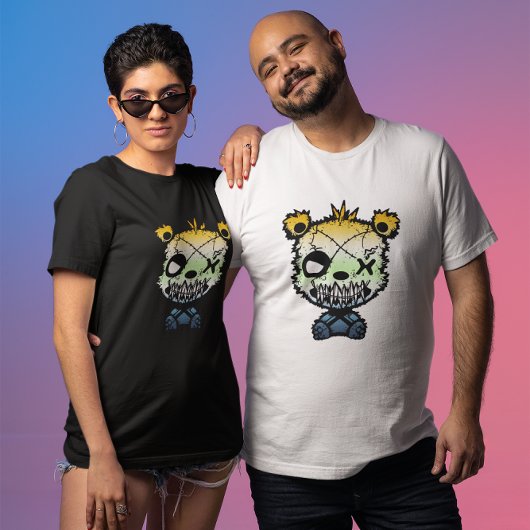 Goth AroAce Agender Pride Vlag Gekleurde Beer T-shirt