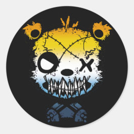 Goth AroAce Pride Vlag Gekleurde Beer Ronde Sticker