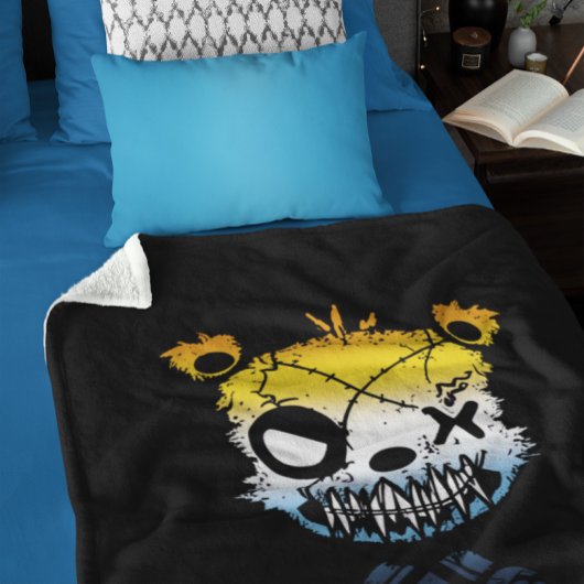 Goth AroAce Pride Vlag Gekleurde Beer Sherpa Deken