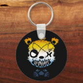 Goth AroAce Pride Vlag Gekleurde Beer Sleutelhanger (Voorkant)