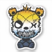 Goth AroAce Pride Vlag Gekleurde Beer Sticker (Voorkant)