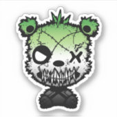 Goth Aromantische Pride Vlag Gekleurde Beer Sticker (Voorkant)