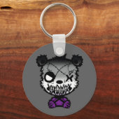Goth Aseksuele Pride Vlag Gekleurde Beer Sleutelhanger (Voorkant)