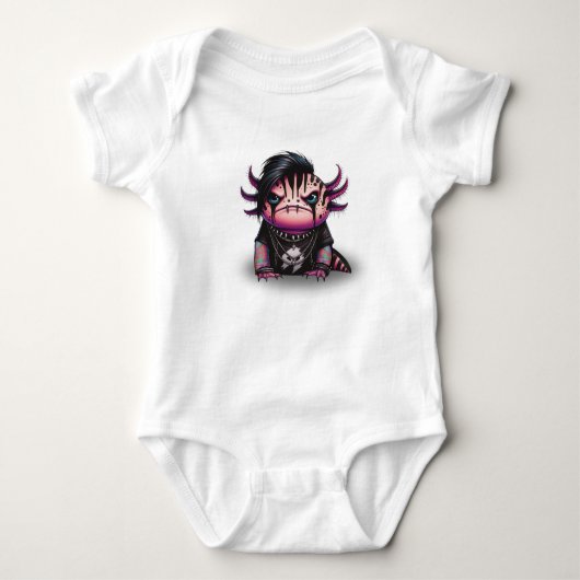 Goth Axolotl Onesie, Baby Bodywarmer Romper (Voorkant)