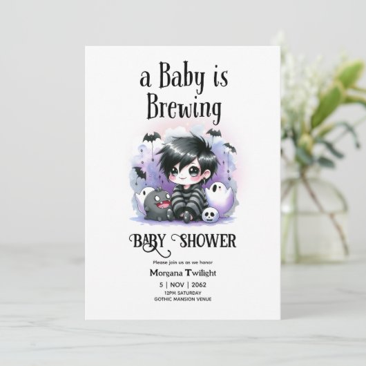 Goth Baby Boy brouwt Heksen Geest Ketel Kaart (Staand voorkant)