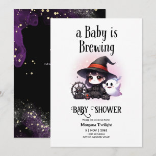 Goth Baby Girl brouwt Witch Ghost Boo Kaart
