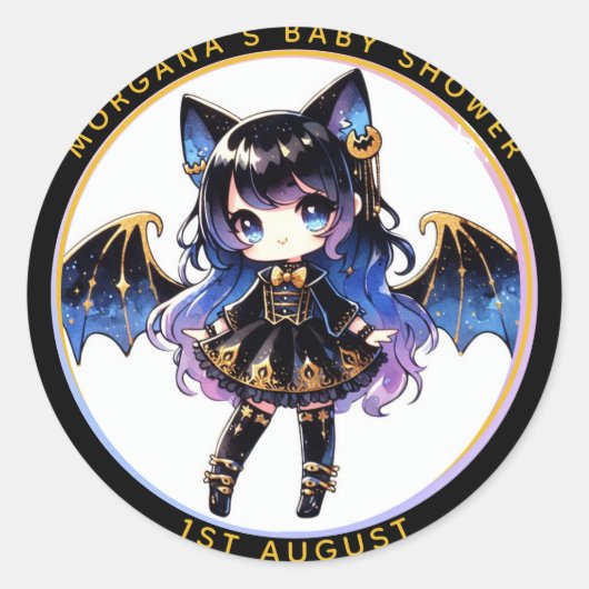 Goth Baby Meisje Shower Bad Vampier Bedankt  Ronde Sticker (Voorkant)