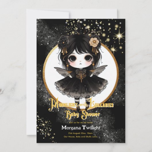 Goth Baby Shower Cute Meisje Maanlicht Slaapliedje Kaart (Voorkant)