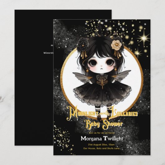 Goth Baby Shower Cute Meisje Maanlicht Slaapliedje Kaart (Voorkant / Achterkant)