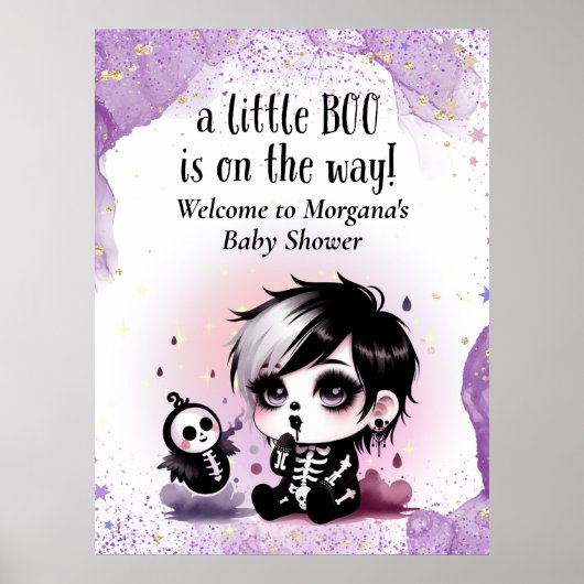 Goth Baby Shower Geslacht Neutraal Paars Zwart Kra Poster (Voorkant)