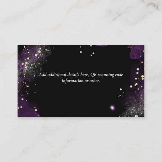 Goth Baby Shower Paars Zwarte Luier Raffle Informatiekaartje (Achterkant)