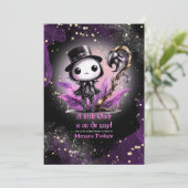 Goth Baby Shower Skelet Kraai Maneschijn Kaart (Staand voorkant)