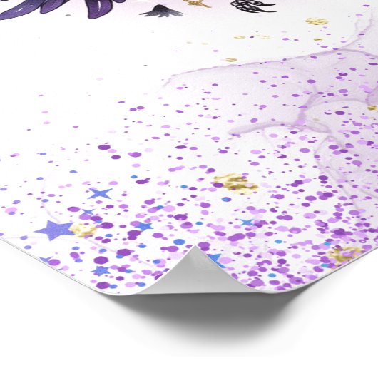 Goth baby shower welkomstbord zwart paarse kraai poster (Hoek)