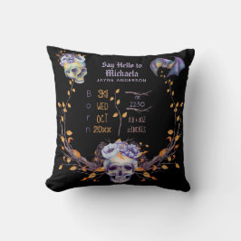 GOTH Baby Stats Schedels Paars Zwart Halloween Mei Kussen
