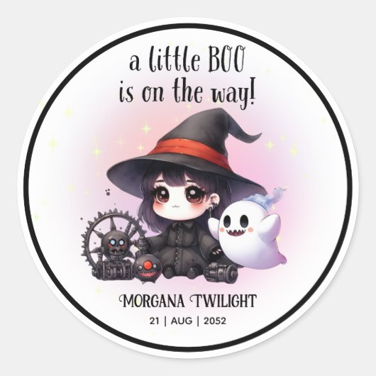 Goth babymeisje heks Little Boo op komst Ronde Sticker (Voorkant)