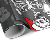 goth black christmas skull coffee skeleton red cadeaupapier (Rol Hoek)