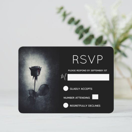 Goth Black Rose Druipend Bloed Macabre RSVP (Staand voorkant)