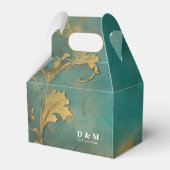 Goth bloemen turquoise en goud bedankdoosjes (Achterkant)