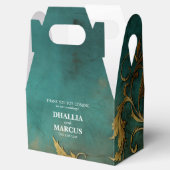 Goth bloemen turquoise en goud bedankdoosjes (Geopend)