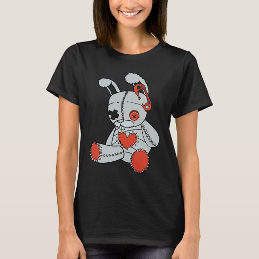 Goth Bunny Cute Gothic Bunny Red Heart Halloween C T-shirt (Voorkant)