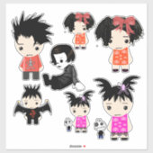 Goth Cartoon Jongen Meisje lapjes Poppen Kunst Sticker (Vel)