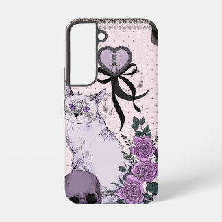Goth Coquette Cat Phone Case – Pink & Black  Samsung Galaxy Hoesje