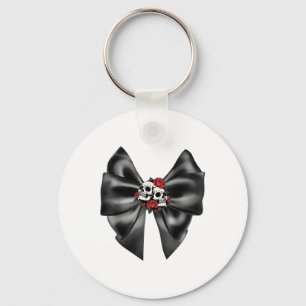 Goth Coquette Tweehoofdige Roos Schedel Grote Zwar Sleutelhanger