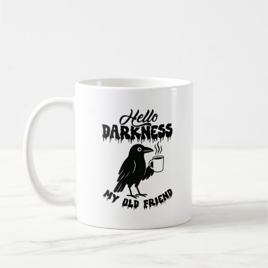 Goth Crow Coffee "Hallo Duisternis" Kunst Koffiemok (Links)