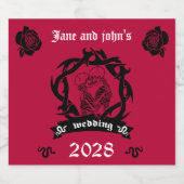 Goth Dark Romance Trouwmenu Sparkling Wijnetiket (Enkel label)