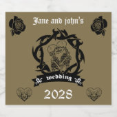 Goth Dark Romance Trouwmenu Sparkling Wijnetiket (Enkel label)