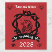 Goth Dark Romance Trouwmenu Wijn Etiket (Enkel label)